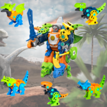 키즈콘테이나 어린이 공룡 조립 5in1 풀세트 합체 로보트 장난감