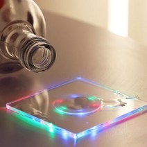 LED 컵받침 아크릴 티코스터 스퀘어사각 (레인보우), 단품