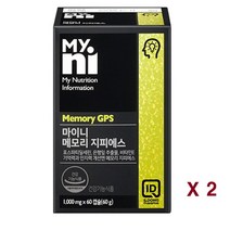 메모리지피에스 뇌영양제 포스파티딜세린 PS 은행잎추출물 징코 레시틴 기억력영양제 300 포스파티딜콜린 비타민E 대두레시틴 인지력 두뇌 부모님 노인, 2박스, 60캡슐