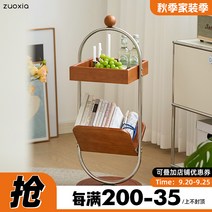 베드 침대 사이드 간이 테이블 쇼파 보조 왼쪽 하단 중세풍 복고풍 단단한 목재 수납 선반 인터넷 유명인의 작은 아파트 소파 미니 창의적 단순 커피, [02] 미디엄 앤틱 컬러