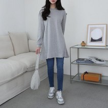 바보사랑 여자 루즈핏 롱티 플레어 미니원피스 긴팔티.옷자락(무료배송)