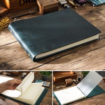 A4 가죽 무지 스케치 노트 고급 크로키 드로잉 메모장 4color, 네이비