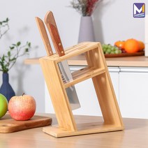 MCOMPANY 칼집 원목 보관 칼 꽂이 걸이 싱크대 키친 수납 부엌 칼통 소형 가정용 보관함 칼블럭 진열대 식칼 중식도 과도 주방 거치대 도마 정리대 우드 [대나무원목 재질], 대나무 원목, 1개