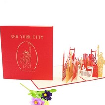 생일축하카드 팝업카드 메세지 세트3D 팝업 초대장 카드 3D 종이 세계 명소, 35 New York red