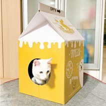 스트레스해소 숨숨집 길냥이집 고양이 반려묘 집만들기 스크래쳐 종이박스 캣닢 야외길고양이, 딸기