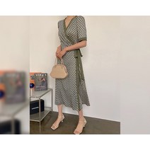 슈엣티 스판 브이넥 랩 롱 원피스