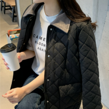 코듀로이 카라 퀼팅 패딩 점퍼