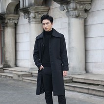 남 주니어 롱 무릎까지 오는 얇은 트렌치코트 슬림 인텐시브 하프코트 fengyi