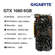 지포스 기가 바이트 그래픽 카드 GeForce GTX 1060 3G 5G 6G 게임용 NVIDIA GDDR5 6 핀 비디오 GPU 데스크 CPU 마더보드, GA-GTX-1060-6GB