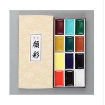 봉채 민화물감 동양화물감 부드러운색감 전통 한국화, 24색 녹색 상자 단일 상자