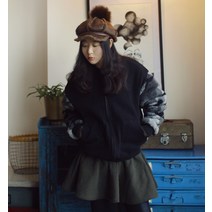 앞머리 양기모 덤블 카무소매 집업