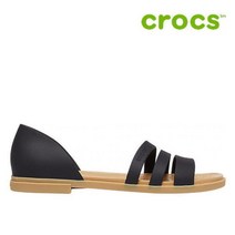 크록스 플랫슈즈 42- 206109-00W Womens Crocs Tulum Open Flat Black Tan