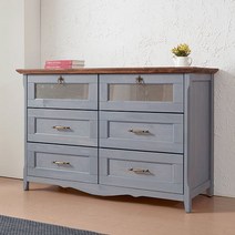 [로쏘] 모던엔틱 원목 3단 와이드 서랍장, 색상:워시오크