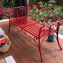 JINGHENG 야외 가든 벤치 철제 책상 의자 발코니 정원 공원 소품 테라스 정원 엔틱 벤치의자 분위기, 붉은색
