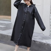 [2P] 오버핏 블랙 레인코트 빅사이즈 고급 롱우비
