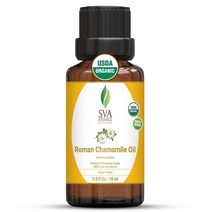 SVA Organics 로마 카모마일 오일 (1/3온스) 10ml 100% 순수 천연 치료 등급 스킨 케어 헤어 마사지 아로마테라피용, 0.34 Fl Oz (Pack of 1)