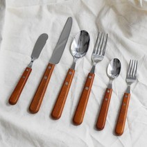 [천삼백케이] [채우다키친] 사토 금속 흥업 우드 핸들 커트러리 - 디저트 스푼, 단품