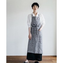 fog linen 린넨 앞치마 4color 포그린넨 키친 에이프런 리투아니아 린넨, grey thin white stripe