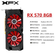 XFX RX 580 570 560 550 8GB 4GB 그래픽 카드 R7 R9 370 380 8G 2GB AMD GPU Radeon RX580 1660 비디오 카, RX 570 8GB