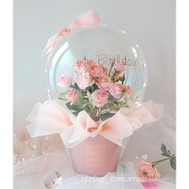 [내일도 봄] 자나장미 꽃풍선 레터링 결혼 여친생일 출산 화이트데이 승진 임신 축하 프로포즈 시댁 아내 결혼기념일, 쇼핑백, 티아라, 레드