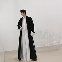 진 한 재질 긴팔 셔츠 젊 은 남성 헤어스타일 리스트 벤 펑 가을 스타일 롱 재킷 루즈 핏