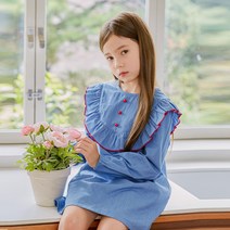 올리반 프릴공주 데님 원피스