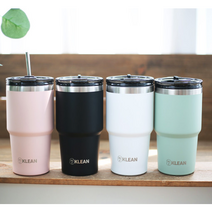 위클린 빨대 내장 보온보냉 손잡이 핸들 텀블러 600ml 750ml 900ml, 블랙