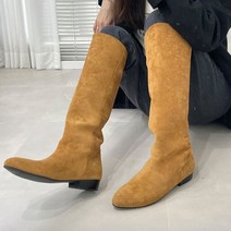 스웨이드 심플 베이직 여성 롱 부츠 미들힐 통굽 3cm