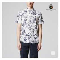 인디안 BRUNO BAFFI 슬림 버튼다운 심플 플라워패턴 반팔셔츠_MKONSUM4311