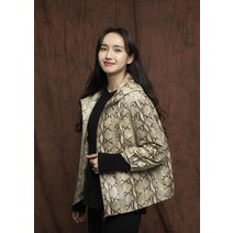 라플라메 여성 천연 양피 가죽 뱀피무늬 자켓 주문제작 점퍼