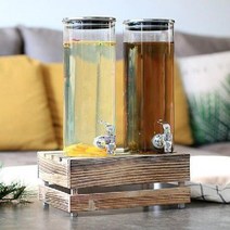 수도꼭지가있는 내열 유리 워터디스펜서 까페 디스펜서 카페물통 워터저그, 대호 듀얼 캔+목토abs 선도