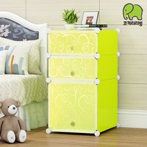 코끼리리빙 [코끼리리빙] 5색 3단 모던 어린이 아이 자녀방 협탁 서랍장 ERD-3975, 그린