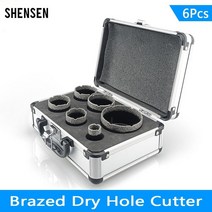 타일컷팅기 절단기 커터 절삭기 6 pcs m14 스레드 다이아몬드 건조 진공 납땜 드릴링 코어 비트 세트 도자기 타일 크라운 드릴 화강암 대리석 구멍 톱 도구, 6pcs-알루미늄 상자