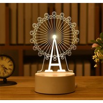 무드등 원목 우드 수면 아기방 인테리어 감성 LED 조명 3d 램프 아크릴 usb 야간, 19 - 관람차
