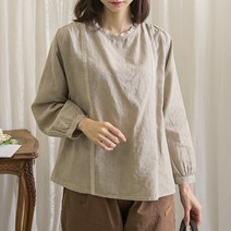 레이스 백오픈 린넨 블라우스