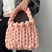자이언트얀 손뜨개 가방 완제품 자이언트얀실 손뜨개 가방, 피치핑크 (완제품)