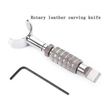 가죽 회전 나이프 세트 조각 도구 조정 가능한 손잡이 Leathercraft 키트 범위 0-15mm, 01 as picture