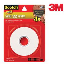 액자x벽면부착용 초강력 VHS 양면테이프 4M 유리문손잡이 판넬용