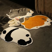 귀여운 북유럽 아케아 발 매트 동물 고양이 현관 주방 욕실 반원 건식 월광 코일 헬스장 소프트 고무 블럭 사막화방지 베란다 바닥 화장실 메모리폼 극세사, 60CMx90CM, F