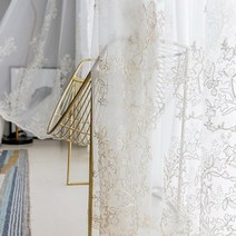 거실 인테리어 암막 쉬폰 커텐 럭셔리 3 골드 라인 공주 침실 프랑스 창 얇은 명주