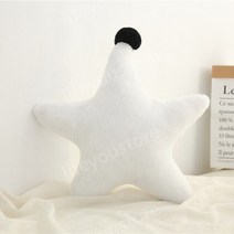 인조 밍크 퍼 크라운 왕관 하트 달 별 모양 베개 쿠션, 45cm 화이트 스타