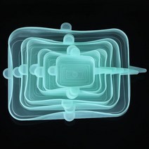 worthbuy 6 개대 식품 실리콘 커버 재사용 가능한 실리콘 뚜껑 과일 그릇 컵 식품 스트레치 뚜껑 주방 액세서리, 스퀘어 그린