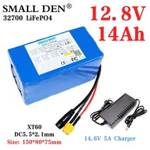 12.8V 14Ah Lifepo4 배터리 팩 14.6V 5A 충전기 32700 4S2P 12V 내장 20A BMS 무정전 전원 공급 장치, [01] T plug - DC