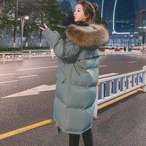 여성 롱 패딩 a395 가볍고 헐렁 구스 튼튼한 경량 바람막이 빅사이즈 폭스퍼 후드 덕다운 따뜻한