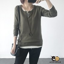 울트라망고 여자 레이어드 스타일 핫 브이넥 풀오버 니트 T shirts 티셔츠 KPWT 20