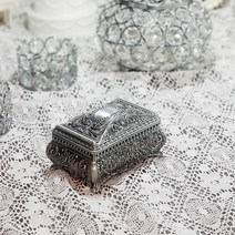 웨딩포 앤틱 메탈 쥬얼리 박스 Antique Pewter Plated Metal Jewelry Box, 1개