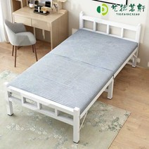 좁은방침대 원룸 기숙사 철제 오피스 싱글 침대 화이트 너비 90cm, 강화되고 조용한 (사각 튜브) 폭 1미터 및 다채로운