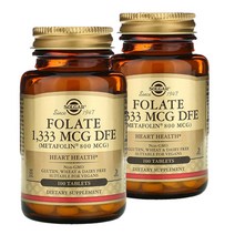 솔가 엽산 폴레이트 1333MCG DFE 메타폴린 800MCG Tablets 100정 2개