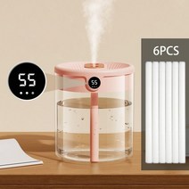 Newest-2L 더블 노즐 가습기 LCD 습도 디스플레이 대용량 아로마 에센셜 오일 기관총 침실, A2- With 6 Filters