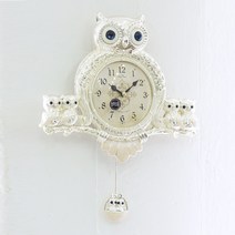꾸미아트 오로쿠 로얄 부엉이 무소음 추 벽시계, 은색